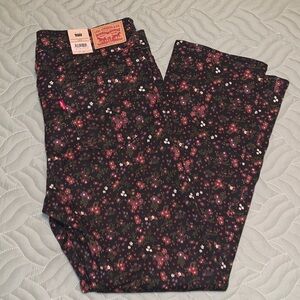 Levi's 314 Shaping Straight Black Floral Jeans NWT